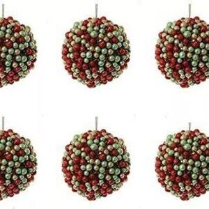 Red, Gold, and Green Glitter Ball Ornaments Christmas Decorations 6 Count